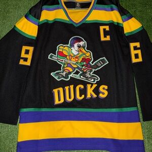 Ducks Hockey Jersey - Black with Yellow, Purple & Green